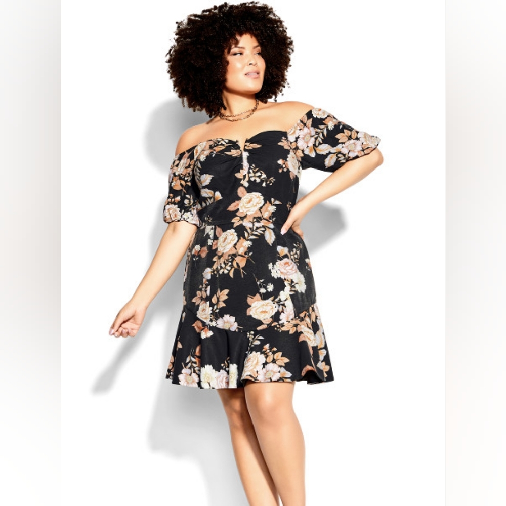 City chick black  Flirty Aria Floral dress. Black floral. new in package